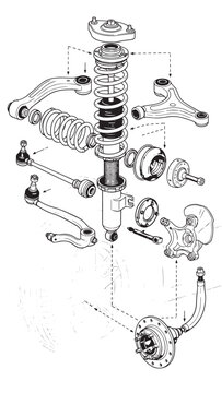 Exploded diagram of bicycle front suspension fork showing components and assembly details.