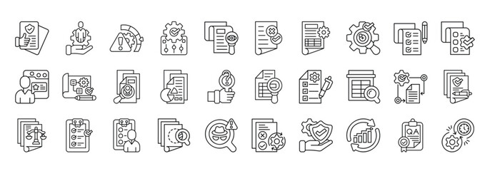 Internal Audit Icon set Collection in Line Style. compliance, governance, risk, management, control, monitoring, evaluation