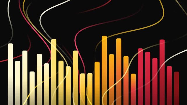 Abstract colorful vector background with lines and financial bar charts representing a business growth data concept