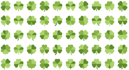 Fototapeta premium Sheet of lucky green clover and shamrock icons