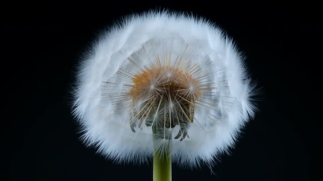 Macro Photograph Capturing Fragile Dandelion Seed Fluff On Smooth Contrasting Studio Backdrop