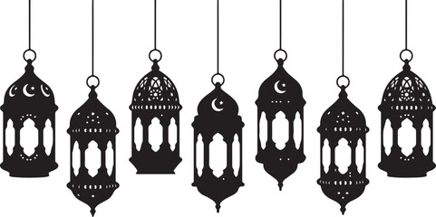 Ramadan Lantern Vector Collection &ndash; Arabic Lamps, Crescent Moon, and Islamic Festival Decoration Illustrations