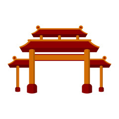 Traditional Chinese Gate Illustration