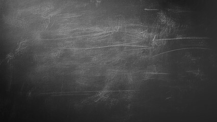 Obraz premium A highly detailed, realistic background texture of an empty dark chalkboard with chalk residue, dust, and scuff marks, perfect for education, school, or vintage menu designs.