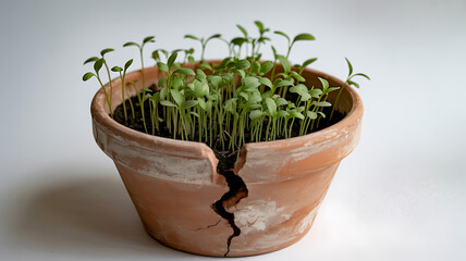 Obraz premium Resilient Life Flourishing from a Broken Pot