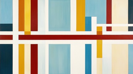 A vibrant abstract composition of intersecting lines in various colors and textures.