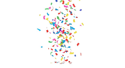 Fototapeta premium Colorful celebratory confetti falling on transparent background