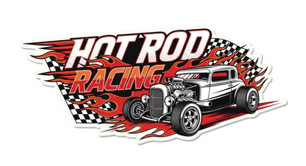 Vintage Hot Rod Racing Car Illustration. © ayuk