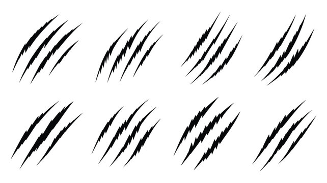 Animal Claw Scratches Mark vector illustration with cat tiger paw shape isolated on white background