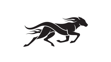 Obraz premium Running Bull Silhouette Illustration on White Background, Dynamic Animal Art