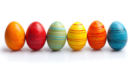 colorful easter eggs on white background 