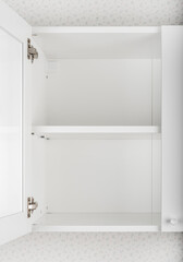 Fototapeta premium Empty white cabinet with shelves