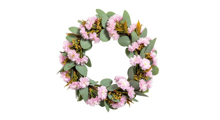 Delicate pink floral wreath PNG isolated on transparent background, spring blossom circle for wedding invitation and greeting card design © Maria