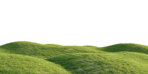 Hills with grass on a transparent background. 3D rendering	
