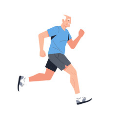 Active senior man running outdoors, healthy lifestyle, fitness and exercise