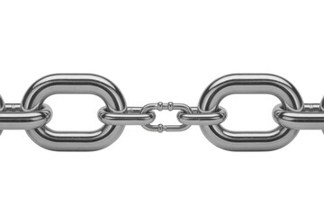 Obraz premium Close-up of silver chain links metal isolated on a transparent background