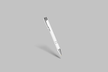 White pen isolated on grey background.