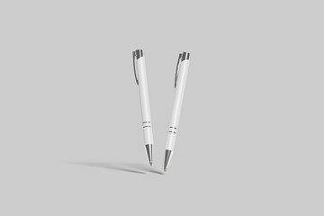 White pen isolated on grey background.
