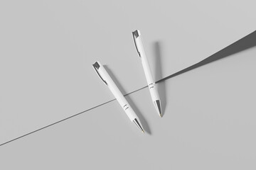 White pen isolated on grey background.