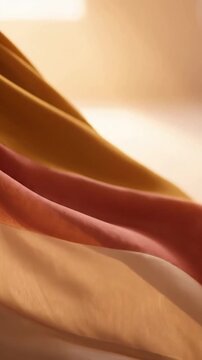 Dynamic Light Interaction Abstract view showcasing how the tritone fabric's colors subtly shift and intensify as the dawn light gradually strengthens and sweeps across its surface.