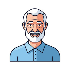 Fototapeta premium Smiling Elderly Man with White Beard and Hair, Portrait of a Happy Senior Gentleman