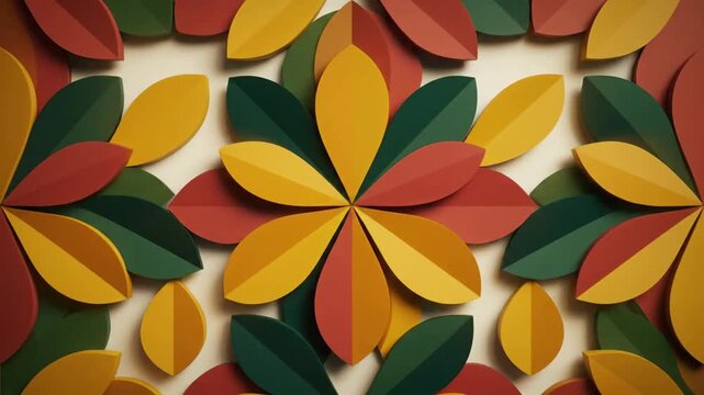 Minimalist Organic Rhythm Simple, elegant geometric representations of leaves or petals, animated with a slow, hypnotic tritone pulse, creating a serene, looping background.