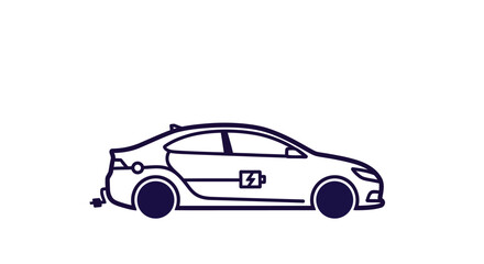 Fototapeta premium Stylized illustration of a white hatchback car with blue and orange accents