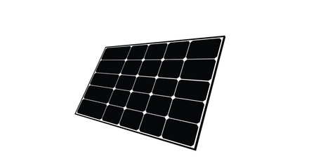 A black and white illustration of a solar panel array angled for optimal sunlight © JOHIRUL_STUDIO