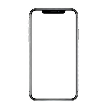 Isolated iphone on transparent background with blank screen