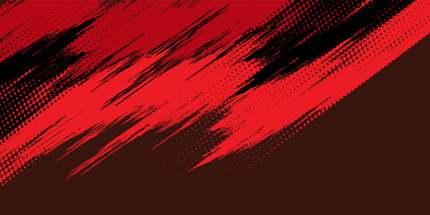 Fototapeta premium Red color pattern gradient grunge texture background. Dots pop art comics sport style vector illustration Abstract background dark red with modern corporate concept