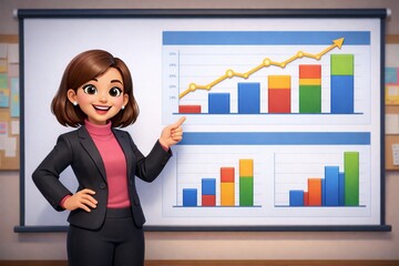 Presentation, sales, analytics, chart and graph