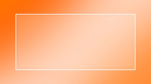 Blurred transparent glass rectangle frame element with soft orange gradient animated background