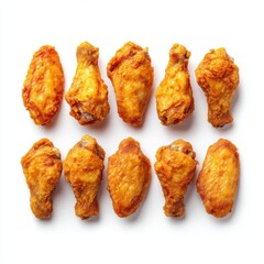Delicious Crispy Chicken Wings on a White Background Ready for Enjoyment and Sharing at a Gathering or Celebration