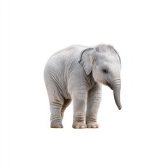 Fototapeta premium Adorable Young Elephant Standing Upright with Soft Skin and Big Eyes in a Studio Setting