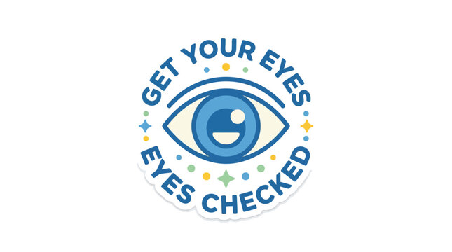 Eye Checkup Icon: Glaucoma Prevention & Vision Care, Stylized Illustration, Blue & Yellow, Vector Graphic