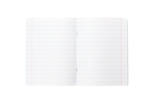 Open clean notebook in ruler on isolated background.