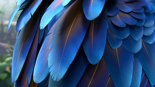 Vivid Rainforest Bird Plumage. Close Shot Highlighting Striking Rainforest Bird Feather Details