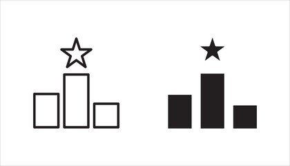 thin line black logo like simple star up. icon set,  concept of company growth prediction or personal mission on white background color editable