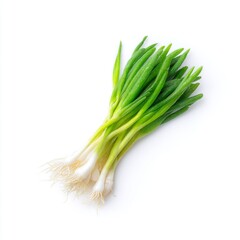 Fresh Green Onions with Roots Isolated on White Background for Culinary and Cooking Concepts