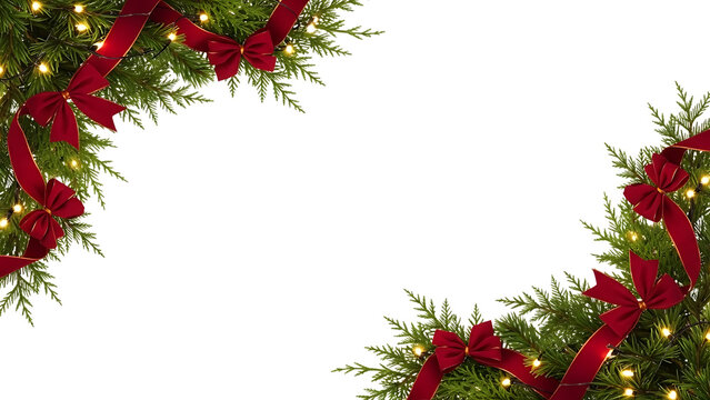 Elegant holiday corner garland with lights and ribbons