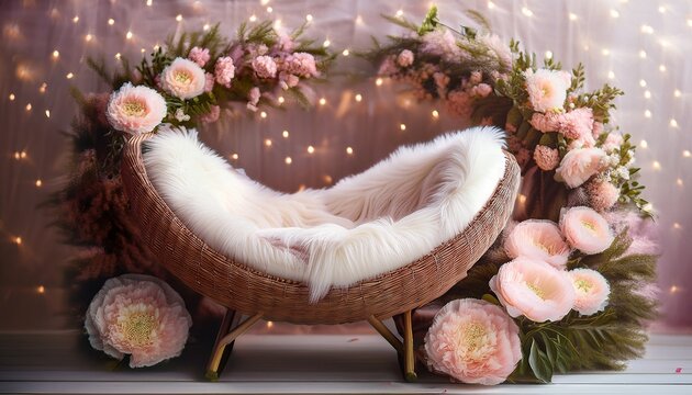 newborn bliss chair and floral digital backdrop