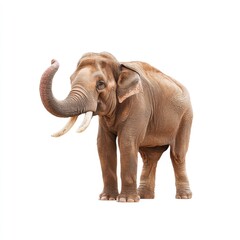 Obraz premium Majestic Asian Elephant Standing Proudly on White Background, Showcasing Strong Form and Graceful Features in Nature