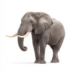 Obraz premium Majestic African Elephant Standing Proudly Against a White Background in Perfect Detail
