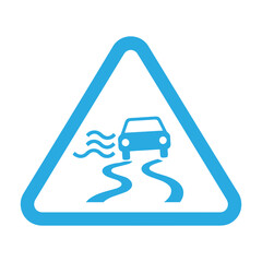 Slippery road sign