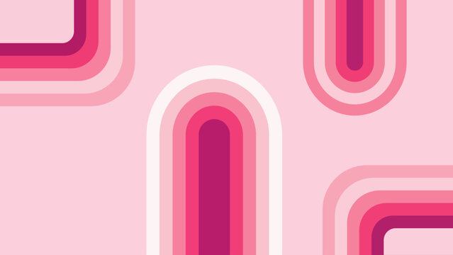 Abstract geometric shapes in varying shades of pink create a retro pattern.