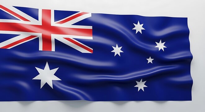 The national flag of australia waving in the wind