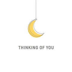 Obraz premium Yellow Crescent Moon Hanging from String.