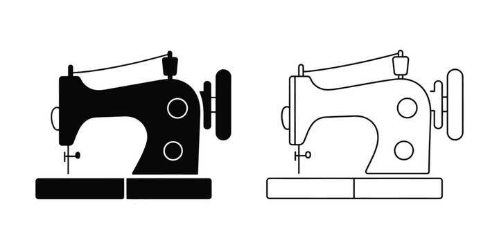 Sewing Machine vector graphic, needle and machine silhouette, vector design for tailor branding, clothing, and sewing application illustration.
