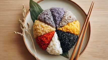 Five-Color Sticky Rice (五色糯米饭), Chinese Dessert, Guangxi Cuisine, Guangxi Dessert
