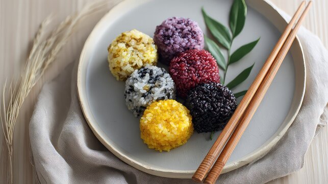 Five-Color Sticky Rice (五色糯米饭), Chinese Dessert, Guangxi Cuisine, Guangxi Dessert